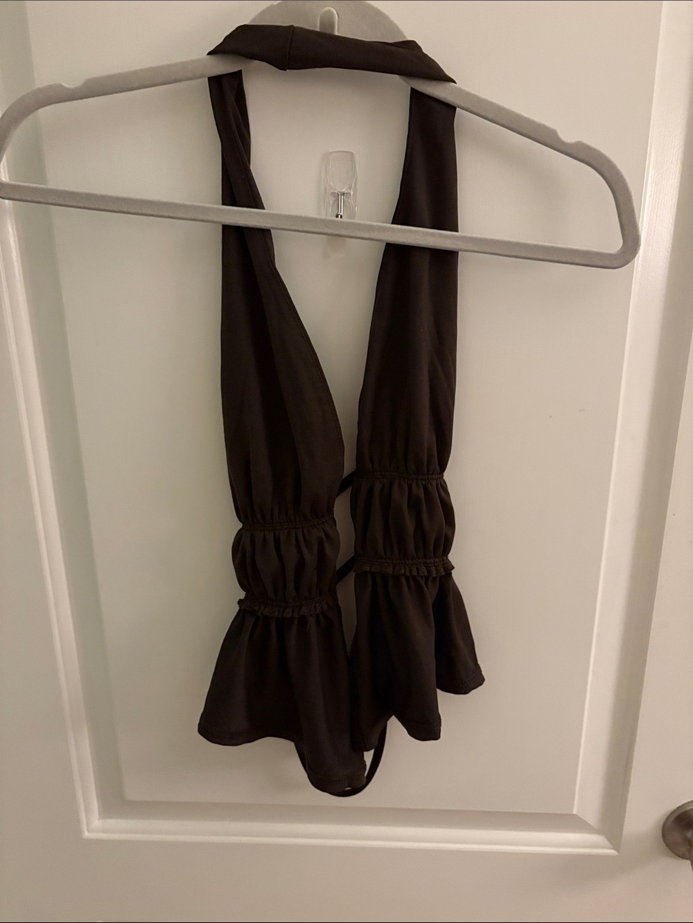 Black Halter Neck Ruffled Romper
